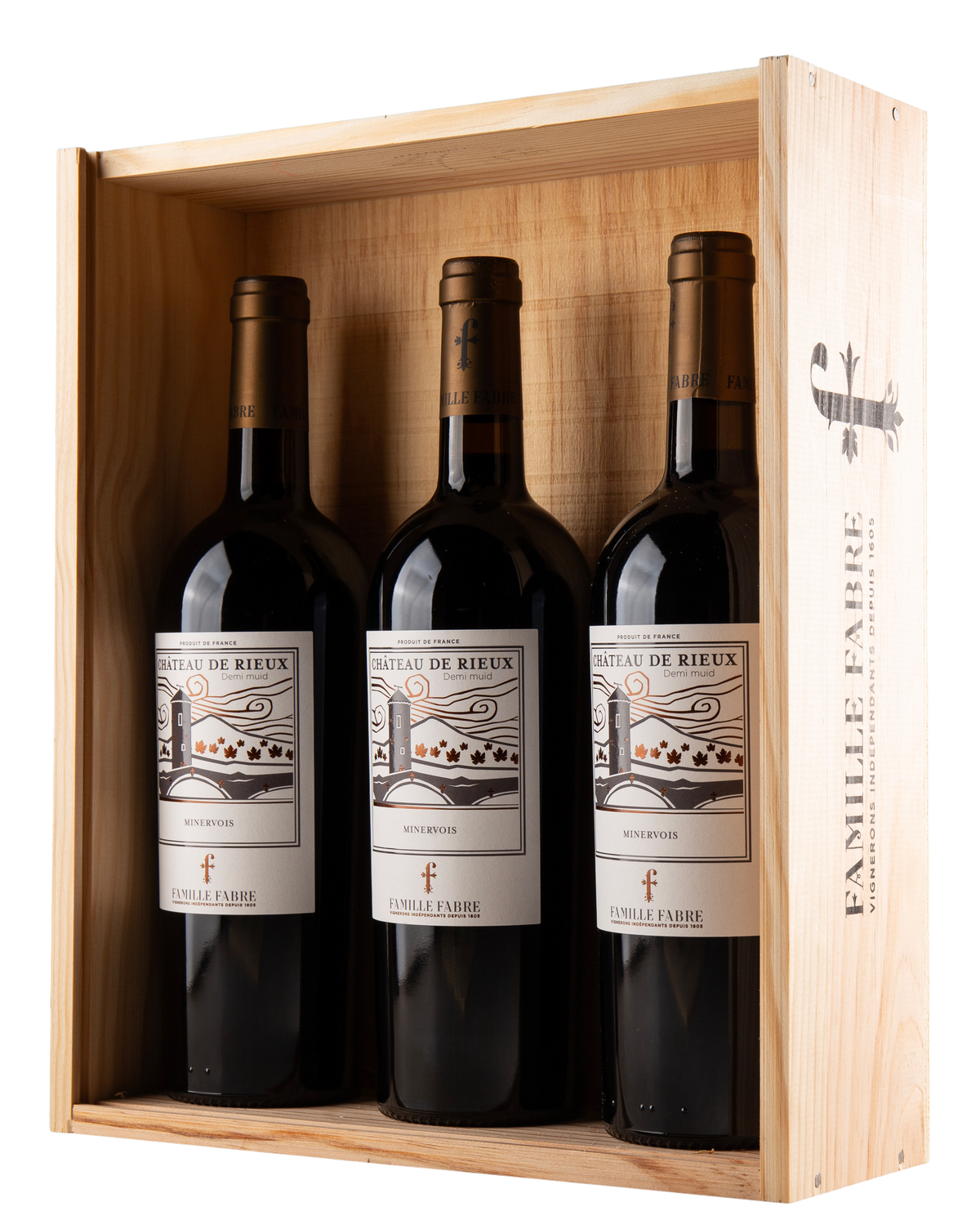 2022 Famille Fabre Château de Rieux Demi-Mud, 3 stk i trækasse