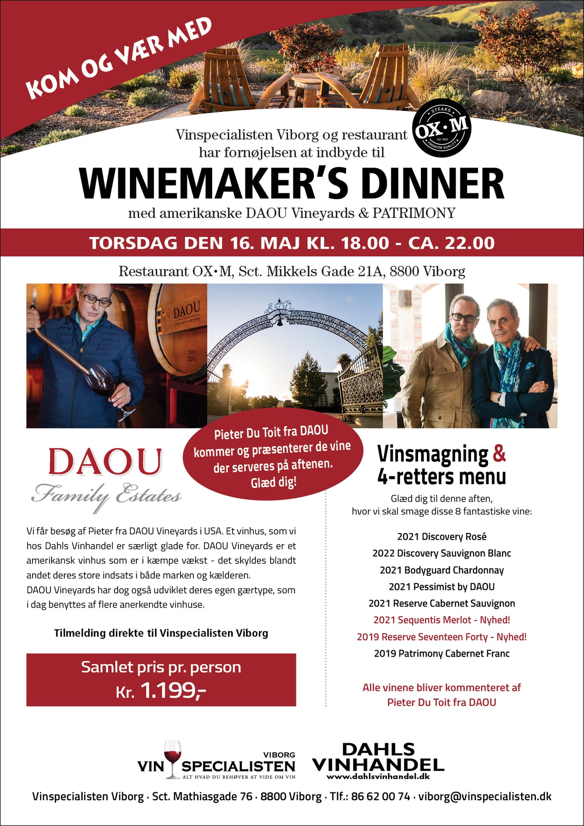 Winemaker's Dinner med DAOU 16. maj 2024