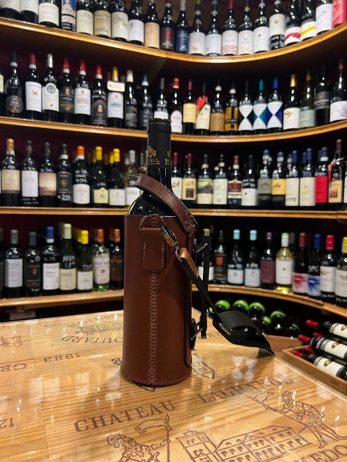 Wine bag brun læder
