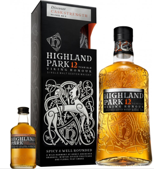 Highland Park 12 år Viking Honor Single Malt Whisky 40 % + 5 cl. Cask strength 2 sample