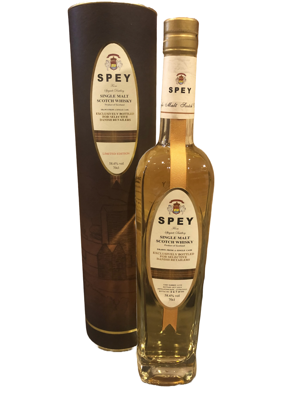 Spey Single Malt Scotch Whisky 58,6 %, Exclusively Bottled for Selective Danish Retailers