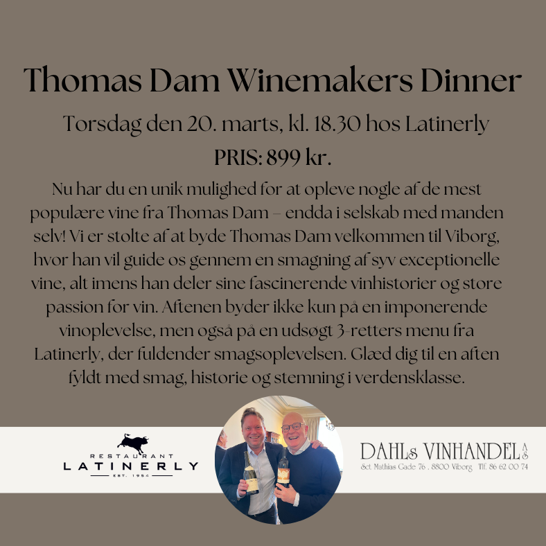 Thomas Dam Winemakers Dinner den 20. marts 2025