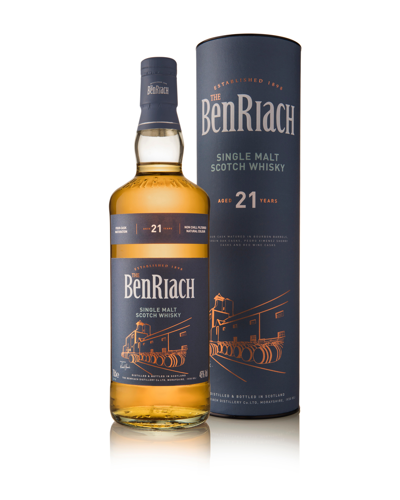 BenRiach, 21 Years Old Speyside Single Malt – 46% (Bourbon/wine/PX & Virgin Oak Casks)